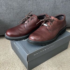 Mens Rockport Willard Burgundy Brown Oxford Casual Walking Shoes